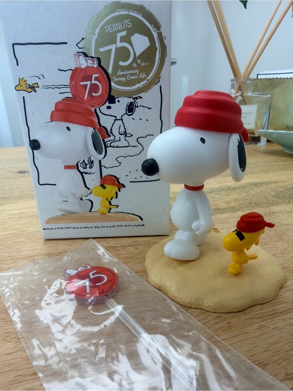 Peanuts Snoopy & Woodstock 75th Anniversary Figures - White, Red & Yellow